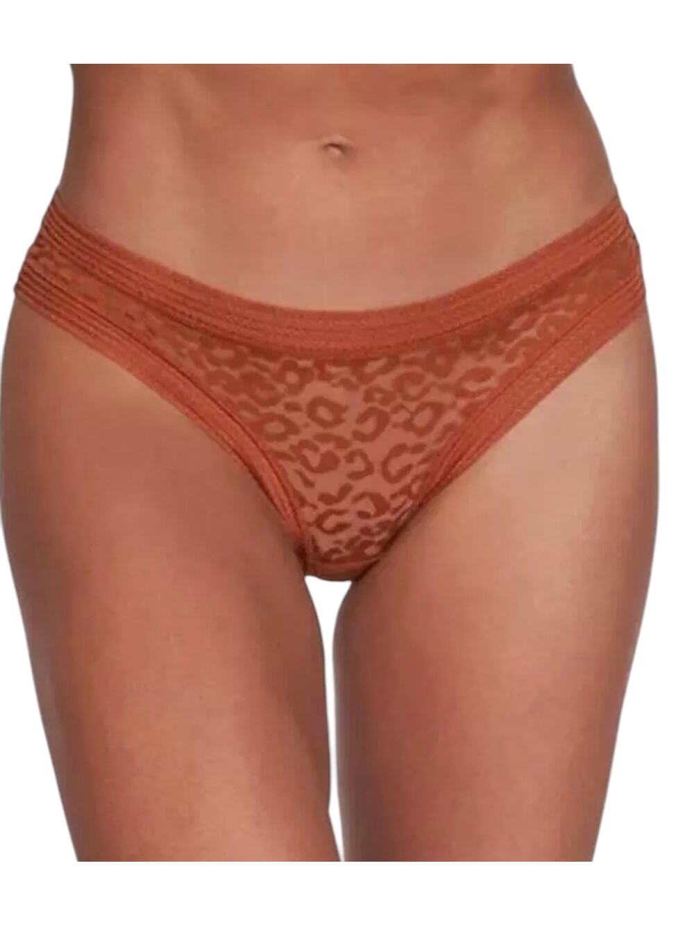 NWT! Frederick's of Hollywood Brown Demi Leopard Mesh Thong Panties 1X